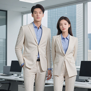 Men's And Women's Apricot Business Suits Anti-Wrinkle Worsted Work Formal Wear Adult Size 2613hyl - Product Image 3