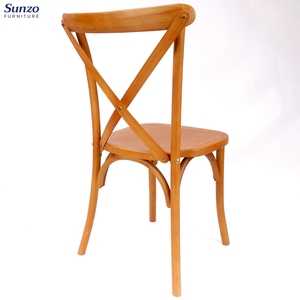 Sillas Apilables <span class=keywords><strong>de</strong></span> Madera Rústica con Respaldo Cruzado para Eventos y Salones <span class=keywords><strong>de</strong></span> Banquetes - Product Image 4