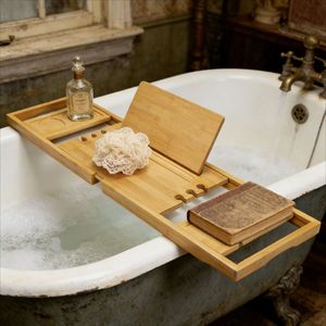 Étagère de bain en bambou 60x70cm, rétractable, antidérapante, pour lecture, design minimaliste pour salle de bain - Product Image 3