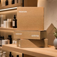 Boîte d'expédition en carton kraft imprimée sur mesure, emballage ondulé pliable avec bande de déchirement pour vêtements