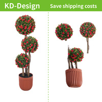 Arbre topiaire artificiel en rose rouge à 3 boules, résistant aux UV, personnalisé, plante en pot artificielle détachable, décoration de jardin extérieur, bureau, Pâques