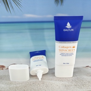 Impresión personalizada al por mayor de logotipos de marca para protector solar con colágeno SPF50, crema facial protectora en tubo súper ovalado con tapa de rosca, tubo de plástico. - Product Image 4