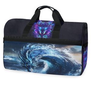 Custom Cool Wolf Lightweight Portable Duffel <b>Bag</b> Gym <b>Training</b> <b>Bag</b> Sneaker Packable Travel <b>Bag</b> With Adjustable Dividers - Product Image 1