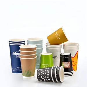 Double couche blanche <span class=keywords><strong>personnalisable</strong></span> de <span class=keywords><strong>carton</strong></span> dégradable et tasses de papier de graffiti - Product Image 4
