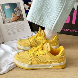 Niche sport décontractée pour couple chaussures pour hommes-tissu denim jaune d'été à franges, mocassins rétro pour femmes, chaussures à plateforme - Product Image 4