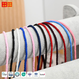 Fabrieksnieuwe hoodies met ronde trekkoord, multicolor elastisch koord 3 mm, LOGO op maat gemaakt elastisch koord, zwart trekkoord voor kleding - Product Image 2