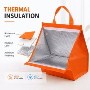 Custom Logo Waterproof Nonwoven Lunch <b>Bag</b> Insulated Thermal Takeaway <b>Bag</b> Eco Friendly Reusable Food Tote <b>Bag</b> Wholesale - Product Image 3