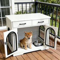 Cage à chien carrée en bois de style meuble avec tiroirs, fermeture auto-agrippante, niche décorative d'intérieur, double porte, maison pour animaux, table d'appoint