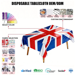 2026 New <strong>UK</strong> Flag Plastic <strong>Tablecloth</strong> Disposable Soccer Themed Cover Sports Bars Pub Screenings Commercial Game Day Catering - Product Image 1