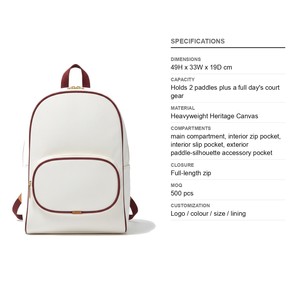 กระเป๋าเป้สะพายหลังสำหรับสนามพิคเคิลบอล Heavyweight Heritage Canvas ใส่ไม้พายได้ 2 อัน พร้อมโลโก้สั่งทำ ขายส่ง กระเป๋าเป้สะพายหลังสำหรับไม้เทนนิสและไม้พาเดล - Product Image 6