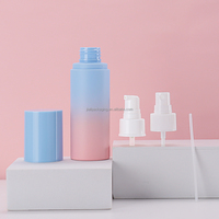 Bouteille de toner/lotion en plastique PET de 100 ml avec logo personnalisé, vaporisateur fin, vide, givré + rose, bleu pastel, pompe