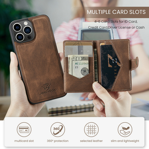 Jeehood pour iPhone 16 pro max 15 14 13 12 11 7 8 étui de téléphone avec enlever la couverture de porte-cartes de crédit multifonctions pour <span class=keywords><strong>pochette</strong></span> iphone - Product Image 3