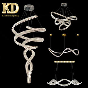 Lustre en cristal suspendu moderne de luxe sur mesure, design LED, perles, luminaires suspendus pour hôtel, villa, escalier, villa - Product Image 2