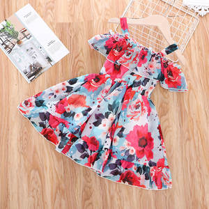 En Stock, Hermoso Vestido de Gasa con Estampado Floral para Niña, Económico, al por Mayor, para Verano, de 3 a 5 Años - Product Image 3