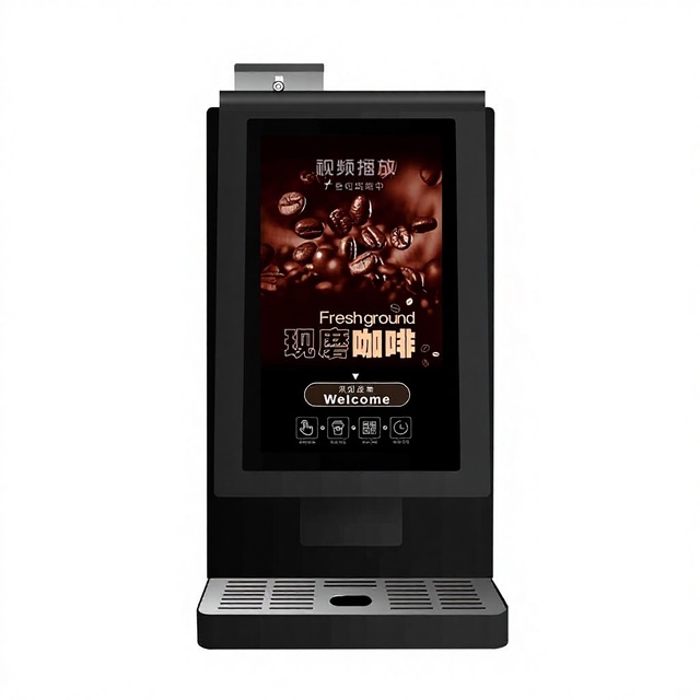 QDMECH Fully Automatic Coffee Vending Machine 5.6" Touchscreen 12-18oz Capacity Auto Clean Function Multiple Payment Options