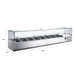 NE-1101 Réfrigérateur de cuisine commercial à porte unique <span class=keywords><strong>Table</strong></span> de préparation de sandwichs et de salades en acier inoxydable refroidie par air avec dosseret - Product Image 6