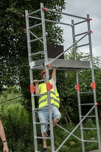 <span class=keywords><strong>Échelles</strong></span> combinées modernes en aluminium de 3,4 m pour appartements, chantiers de construction et élagage d'arbres - Échelle pliante durable et isolante - Product Image 3
