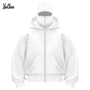 Hip Pop bán buôn biểu tượng tùy chỉnh Mutil màu DTG in Hoodies axit rửa trống Boxy dây kéo người đàn ông đồng bằng Hoodies - Product Image 2