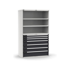 Fami Master <b>wardrobe</b> <b>with</b> 7 fully extractable <b>drawers</b> <b>and</b> 2 two-tone <b>shelves</b>, 1190x726x2000mm - Product Image 1