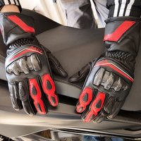 Gants de moto personnalisés avec logo rouge et noir pour moto, motocross, cyclisme, course, coque en fibre de carbone, imperméables, compatibles avec les écrans tactiles