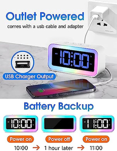 Electric LED <b>Digital</b> Desk Alarm <b>Clock</b> Temperature Display Acoustic Control Sensing USB Charging Pen Holder Plastic Bathroom - Product Image 6