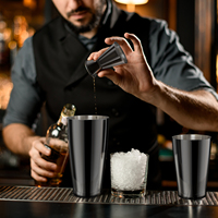 Ensemble de shaker à cocktails, kit de barman, sac professionnel, outil de shaker à cocktails en acier inoxydable, ensemble d'outils de mixologie de bar avec support en bambou