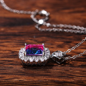 Collana con pendente vintage in zirconi scintillanti per donna, catena colorata con zirconi per la clavicola, gioielli alla moda. - Product Image 3