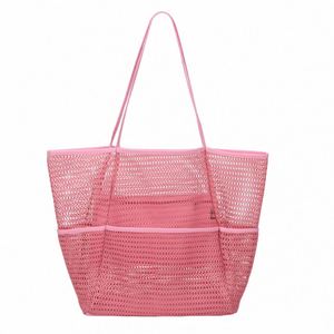 Bolsa de Playa Grande de Malla para Mujer, Bolsa de Almacenamiento de Malla con Múltiples Bolsillos, Portátil, para Viajes de Verano y Piscina - Product Image 2
