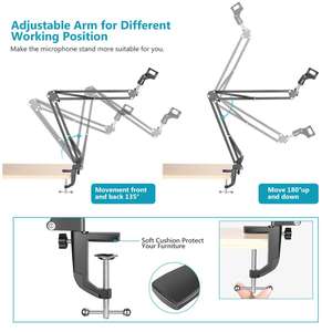 <b>Desktop</b> Microphone Suspension Scissor Arm Microphone <b>Stand</b> Table Mounting Clamp Microphone Holder - Product Image 3