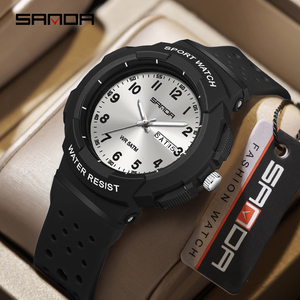 SANDA 6361 นาฬิกาควอทซ์สำหรับวัยรุ่นทุกเพศ, นาฬิกาข้อมือแบบลำลองกันน้ำสำหรับเล่นกีฬา - Product Image 1