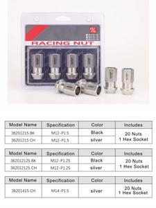 น็อตล้อรถแข่ง SUS316 ป้องกันสนิม M12 M14 M12 1.25 M12 1.5 M14*1.5 - Product Image 4