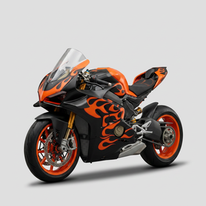 Flame Design Black Orange Leather Motorcycle Racing <b>Suit</b> <b>Men</b> One Piece Breathable <b>Waterproof</b> Protective Wear All Seasons Adult - Product Image 2