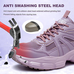 China Manufacturer <strong>Ladies</strong> Summer Work Sneakers Air Cushion <strong>Trainers</strong> Anti Smashing Sports Work Shoes for Women - Product Image 3