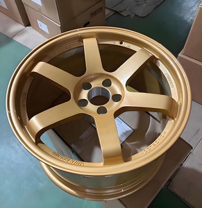 ล้อปลอมแปลงขอบอัลลอยสีทอง18นิ้ว5X120 5X114.3ดีไซน์เว้าน้ำหนักเบาสำหรับรถแข่งโวลค์รังสี <span class=keywords><strong>TE37</strong></span>เทสลารุ่น S <span class=keywords><strong>E46</strong></span> <span class=keywords><strong>BMW</strong></span> - Product Image 4