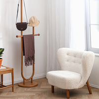 Chaises d'appoint modernes en bois de style nordique, en tissu velours tufté Sherpa, pour appartement, salle de sport, salon, hôtel, bureau à domicile - Ventes flash