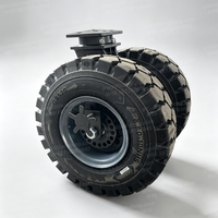 Roue pivotante pneumatique double robuste de 22 pouces avec frein, capacité de charge de 11 tonnes, absorption des chocs, fonctionnement silencieux pour terrains accidentés