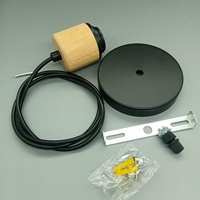 Kit de suspension multi-styles E27 en bois avec câble en corde de chanvre et fil PVC, et ensemble de quincaillerie de plafond pour luminaire industriel suspendu