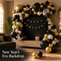 Décorations de fête du Nouvel An, kit d'arche de ballons, bannière Joyeux Nouvel An et guirlande de ballons en latex noir, or et blanc