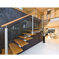 Kit d'escalier avec escalier en bois en forme de u câble garde-corps