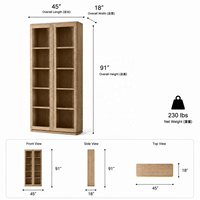 Bibliothèque ouverte extra haute à 2 colonnes, étagère de présentation en bois de 91 pouces avec plusieurs compartiments pour le rangement dans le salon, la chambre ou le bureau