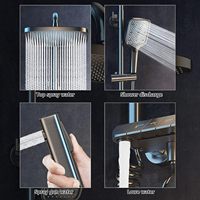 Pistolet à clé de piano de luxe gris système de douche à affichage numérique intelligent 4 fonctions avec 3 modes de douche à main salle de bain ensemble de douche à effet pluie