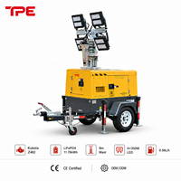 9m 9-teiliger Mast 4*350W Kubota Dieselmotor Lichtturm mit Generator EU Stage V für Temporäre Straßenbeleuchtung