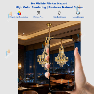 Lámpara de Techo Colgante Grande de Cristal LED Dorada de Lujo para Hotel y Hogar - Product Image 2