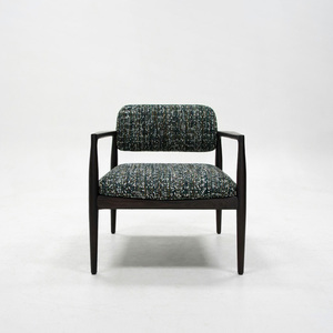 Fauteuil lounge moderne en bois, structure en chêne massif, chaise longue rembourrée en tissu avec design écologique pour salon - Product Image 2