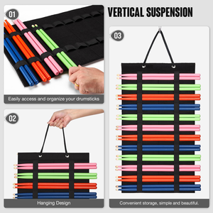Exhibidor Portátil para 12 Pares <span class=keywords><strong>de</strong></span> <span class=keywords><strong>Baquetas</strong></span>, Soporte Plegable <span class=keywords><strong>de</strong></span> Fieltro para <span class=keywords><strong>Baquetas</strong></span> - Product Image 4