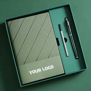 Custom Luxury <b>Set</b> Pu Leather Soft Leather Skin Feel Office Convenience A5 <b>Notebook</b> <b>Set</b> Journal With Pen for Business - Product Image 1