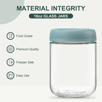 6-pack 16 oz Contenants d'avoine de nuit Conteneurs de stockage des aliments Pots à salade Mason à large bouche Pots d'avoine en verre avec couvercles hermétiques