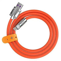 Kabel USB Type-C Silikon dengan Pelindung Anyaman, Konduktor Tembaga Murni, Pengisian Cepat 120W 3A, Warna Oranye, untuk Komputer, Kamera, Earphone 540