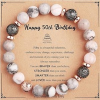 Bracelet en pierre naturelle rose zébrée pour diffuseur d'huiles essentielles Lava Yoga, cadeau idéal pour anniversaire et fête des Mères