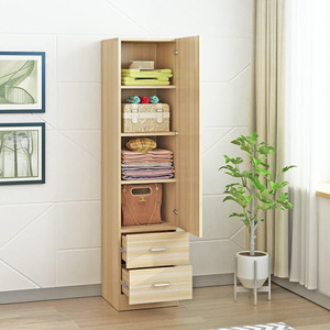 <b>Single</b> Door <b>Wardrobe</b> Storage Cabinet For Children Bedroom Bathroom Use Solid Wood Design With Shelves And Drawers - Product Image 2